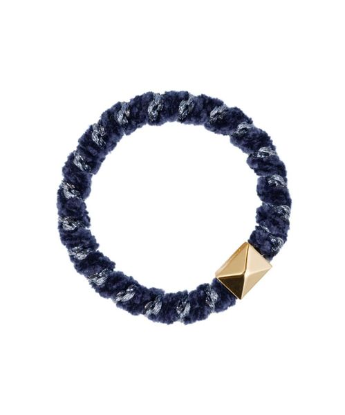 Dark Fluffy Hair Tie Navy Blue Glitter Mix