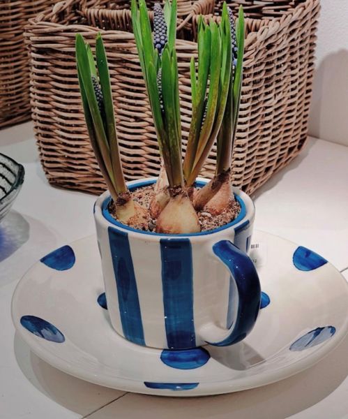 Bruka Design Krus Cappucino Capri Sea Blue Vertical Stripes