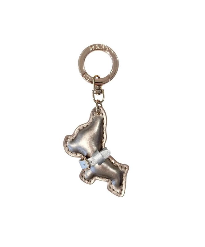 Dark Puppy Bag Charm Sparkled Champagne W Silver