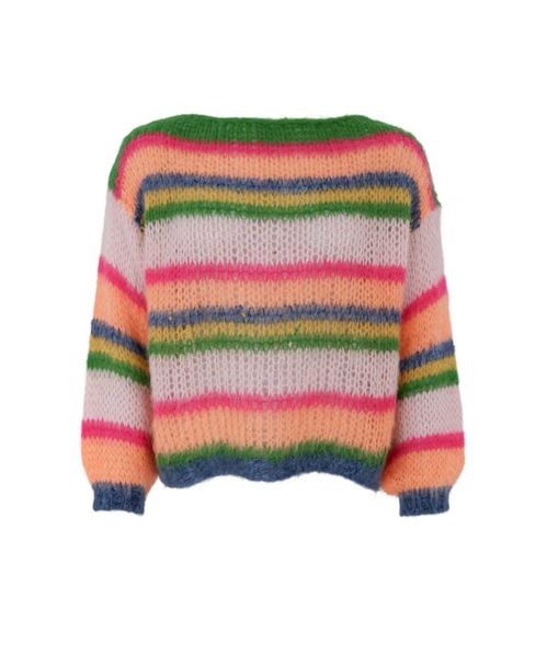 Black Colour Anna Multi Striped Jumper Orange Multi